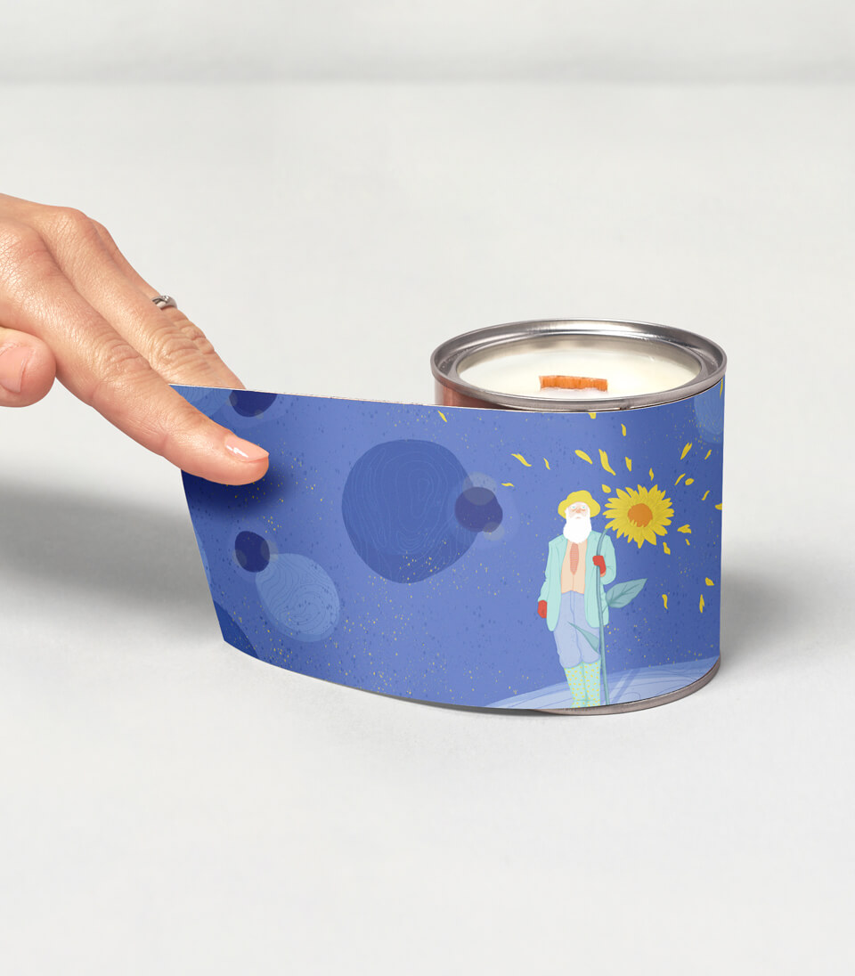Bougie Julie Bandit Illustration « Soleil » Bougie BAM bougie avec le packaging de Julie Bandit nommé "Soleil"